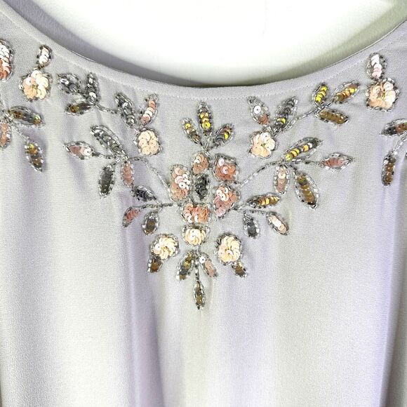 Anthology Top Women 22, 24 Plus Gray Sequins Chiffon Sheer Layers Retro Glam NWT - Picture 2 of 9